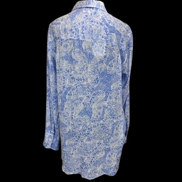 ⭐️Zara Womans Blue And White Button Up Shirt Size Med - Picture 3 of 6